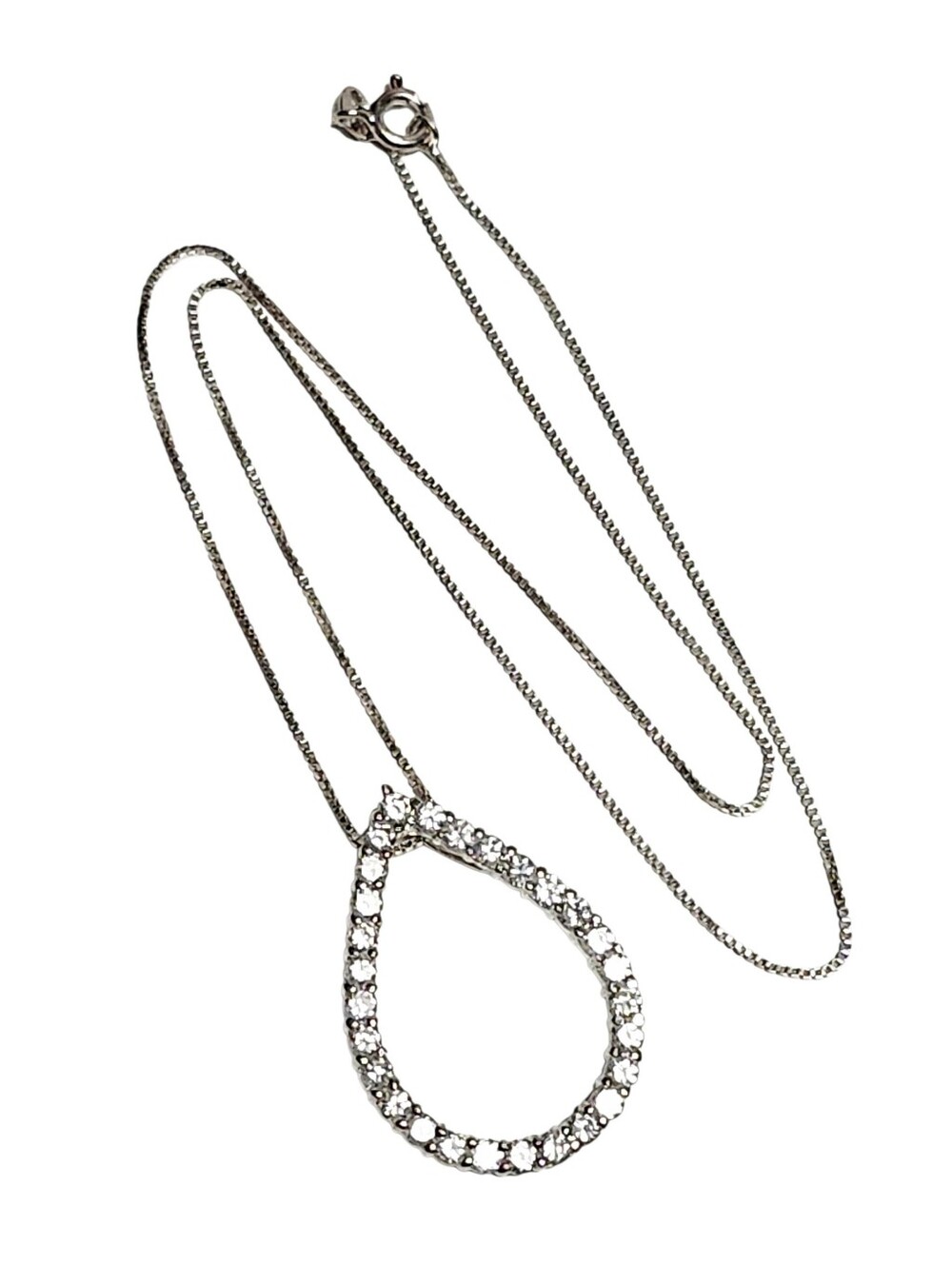 Silver Teardrop Pendant & Chain Necklace 18" - Picture 7 of 8